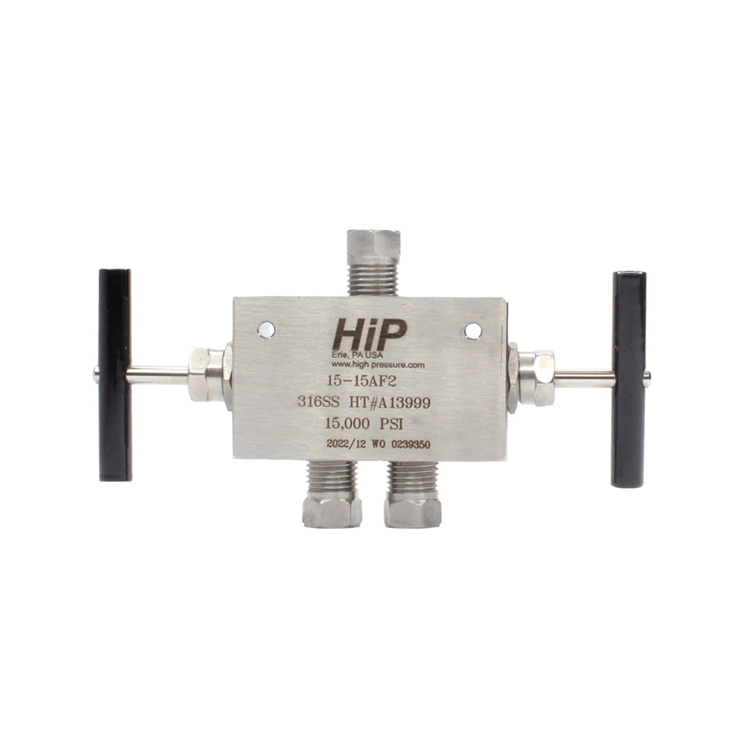 HiP 15-15AF2 3-Way 2-Stem Taper Seal Needle Valve