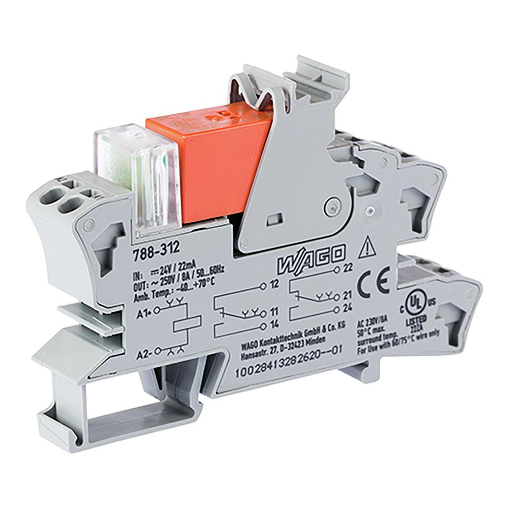 Wago 788-312 | Relay module, Nominal input voltage: 24 VDC, 2 changeover contacts, Limiting continuous