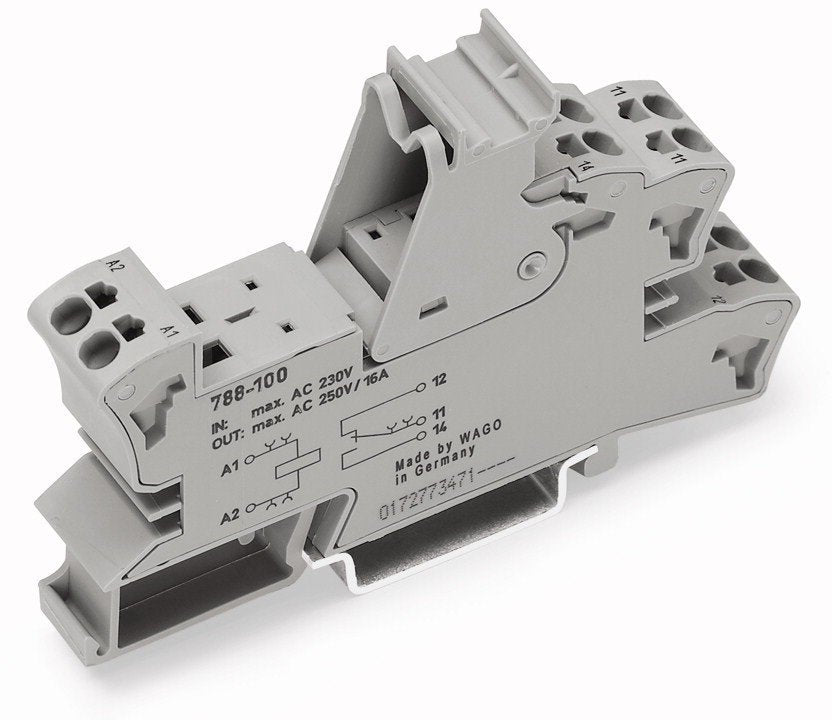 Wago 788-100 | Relay socket, 1 changeover contact, for 15 mm basic relays, gray