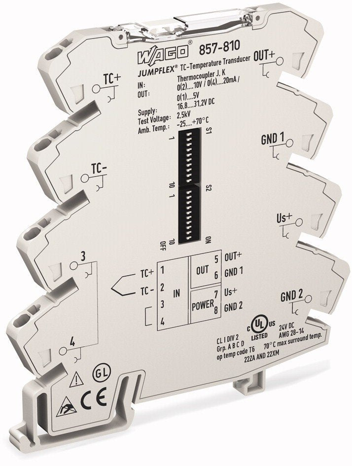 Wago 857-810 | JUMPFLEX signal conditioner, temperature, thermocouples of type J, K, configurable