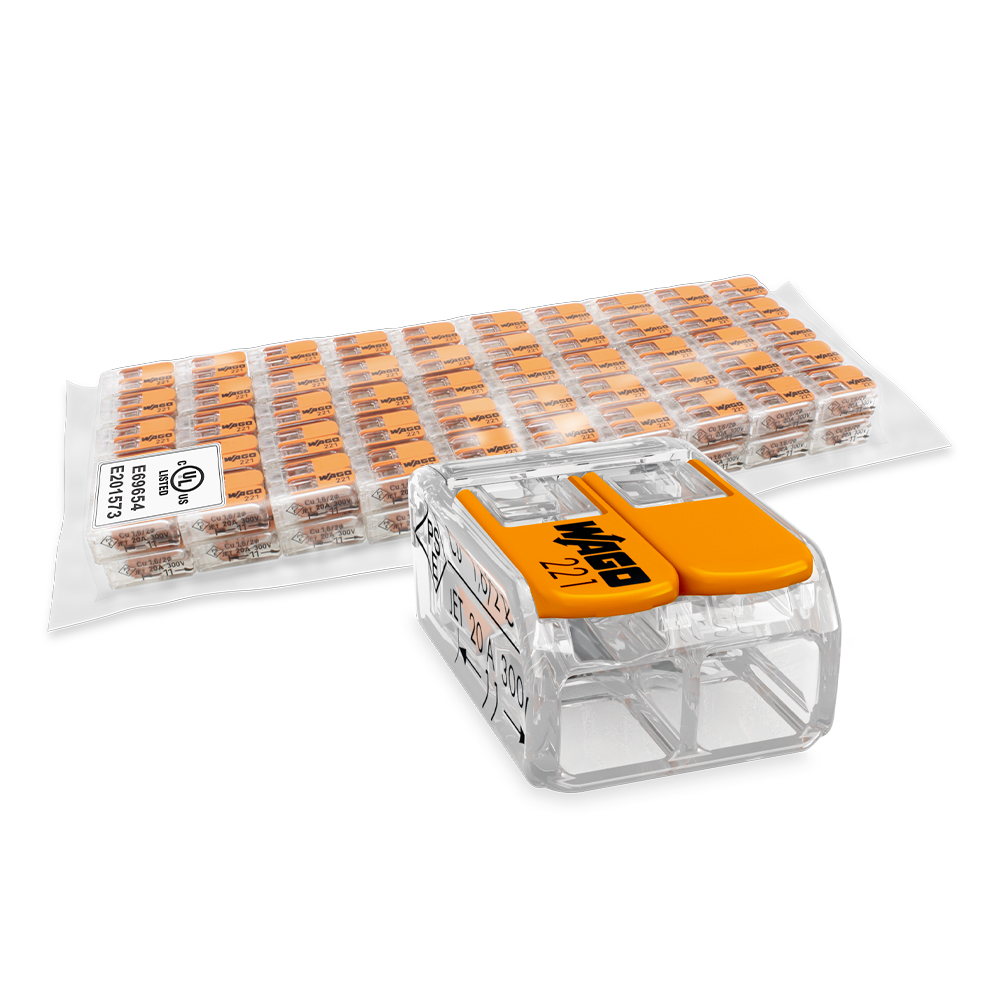 Wago 221-412 (50 Pk) Compact Splicing Connector 2-Conductor Terminal Block
