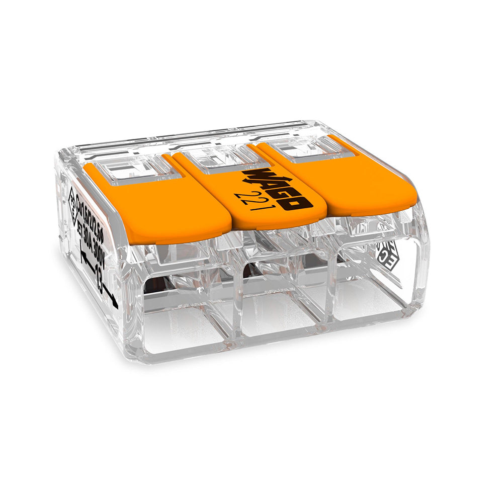 Wago 221-613 Compact Splicing Connector 3-Conductor Terminal Block