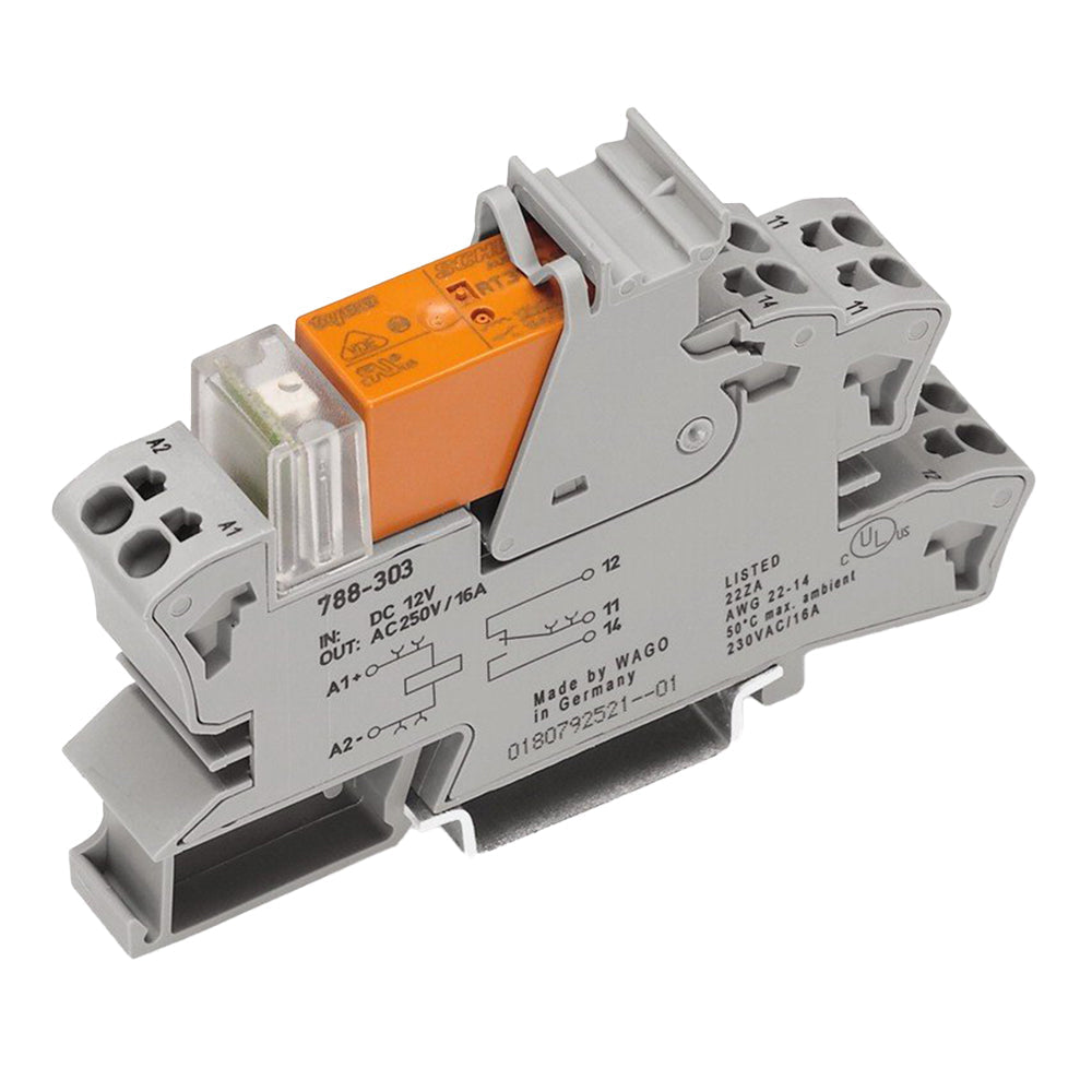 Wago 788-303 | Relay module, Nominal input voltage: 12 VDC, 1 changeover contact, Limiting continuous cur