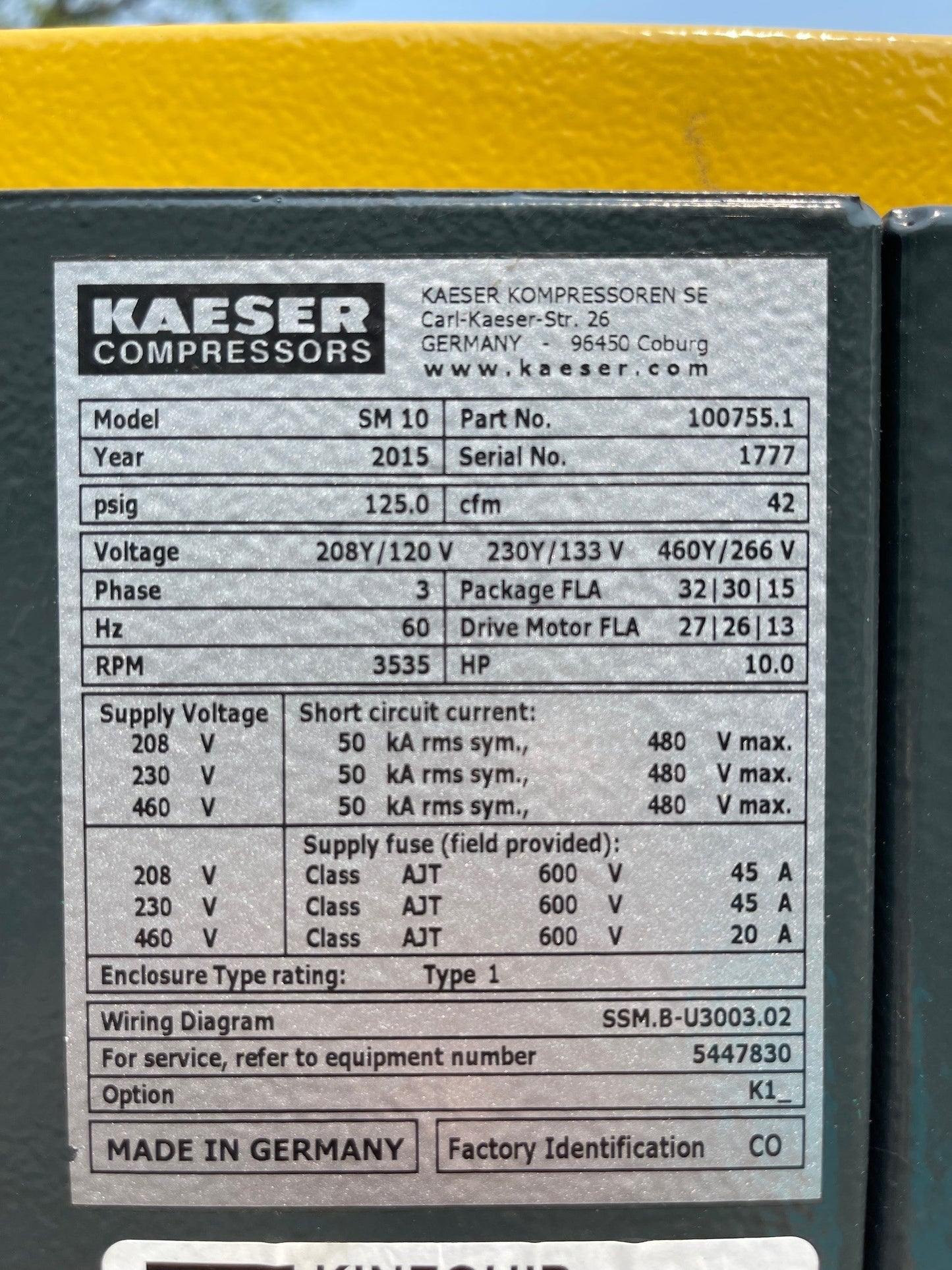 KAESER SM 10 SIMPLEX W/ SECOTEC DRYER