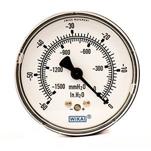 Wika 9748339 2.5" 611.10 60 INH2O/1500 MMH2O Low Pressure Capsule Gauge Dry Steel Case